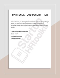 Bartender job description