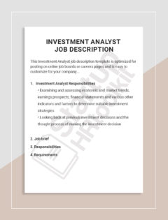 Investment Analyst job description