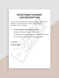 Investment Banker job description