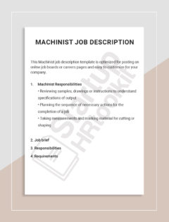 Machinist Job description