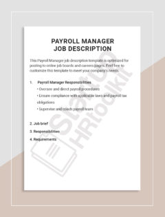 Payroll Manager Job description