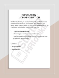 Psychiatrist Job description