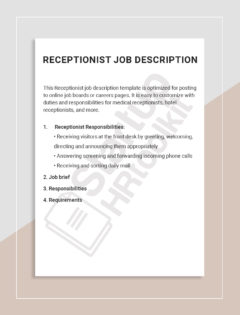 Receptionist job description