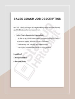 Sales Coach Job description