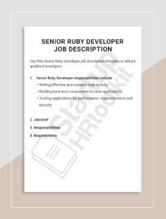 Senior Ruby Developer job description