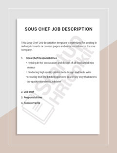 Sous Chef Job description