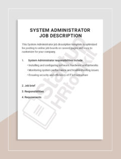 System Administrator job description